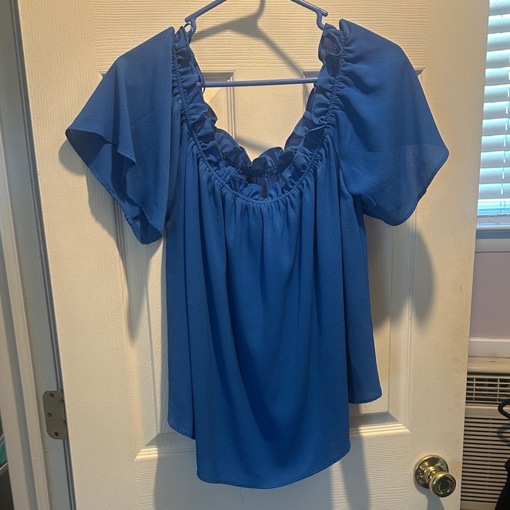 Primark size 13 blue  Ruffled Scoop-Neck Women’s Top